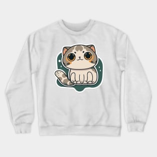 Adorable Scottish Fold Cat Sticker - Cute Kitten Crewneck Sweatshirt